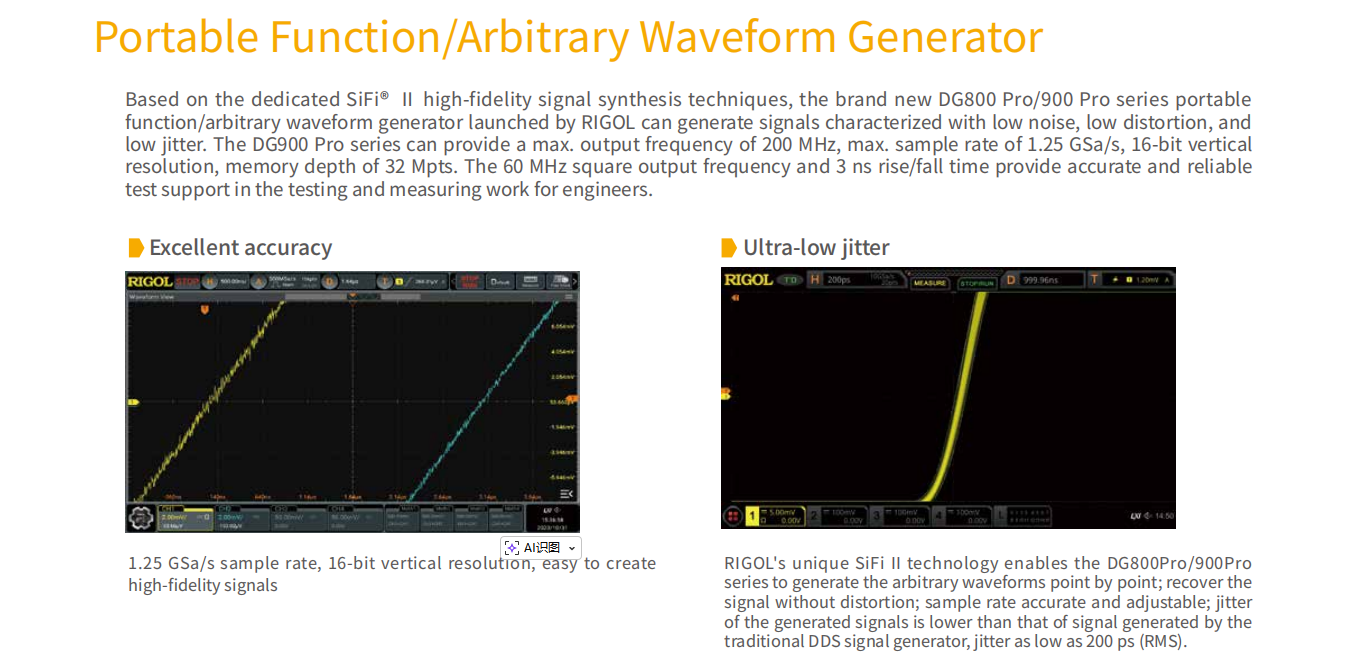 DG902 Pro 70MHz 1.25GSa/s 16-B - Function Arbitrary Waveform Generator recension och pris