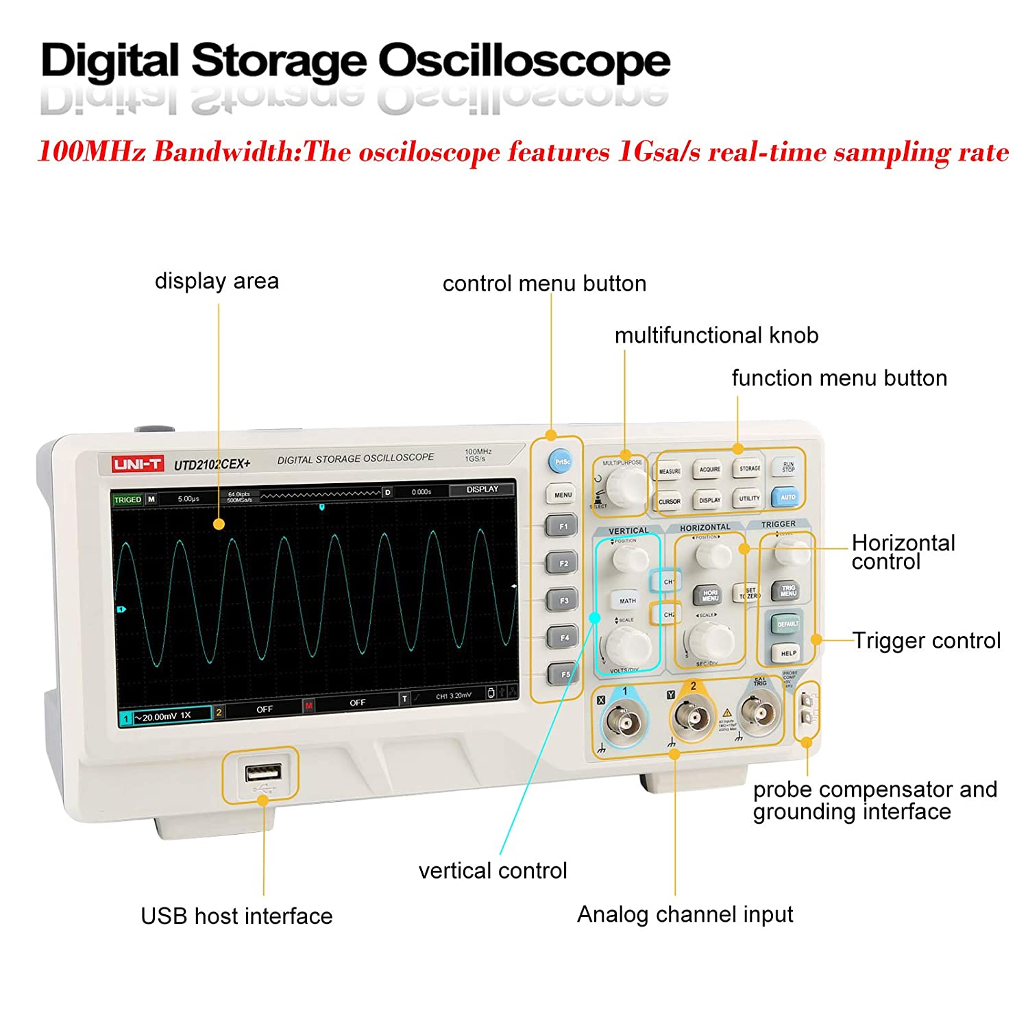 UTD2102CEX+ High Precision 100 - Digital Storage Oscilloscope 100Mhz recension och pris